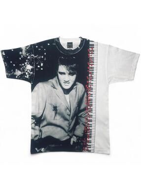 Vintage Graceland Elvis Presley All-Over Print Double-Sided Music Large T-Shirt